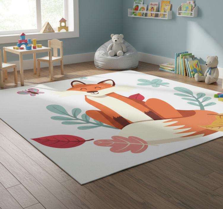Animal mat fox with autumn leaves - TenStickers