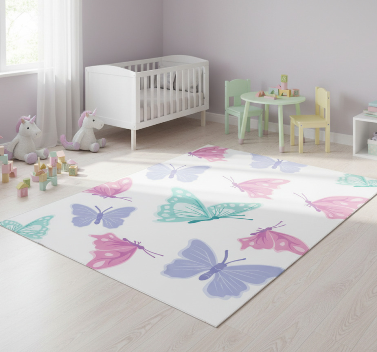Animal mat in pastel colour butterflies - TenStickers