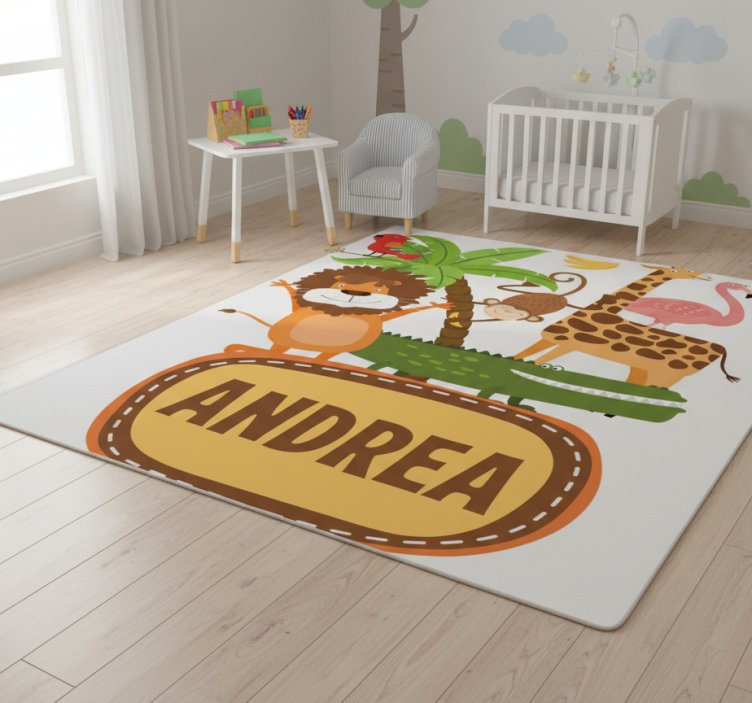 Animal mat jungle tree animals with names - TenStickers