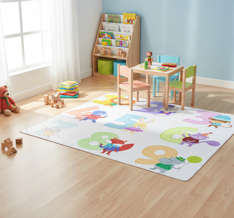 Animal mat colorful numbers for kids - TenStickers