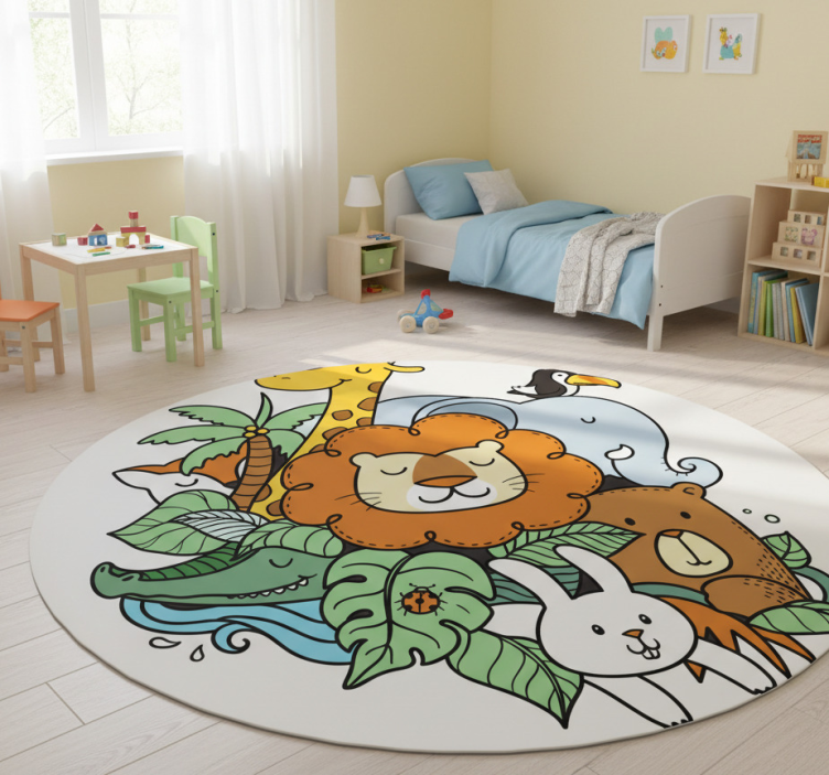 Animal mat playful animal scene - TenStickers