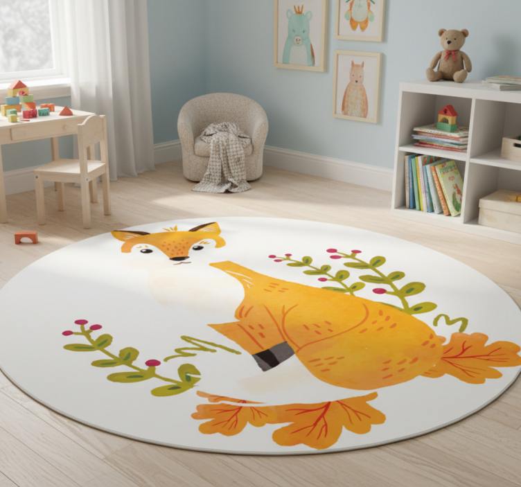 Animal mat playful orange fox - TenStickers