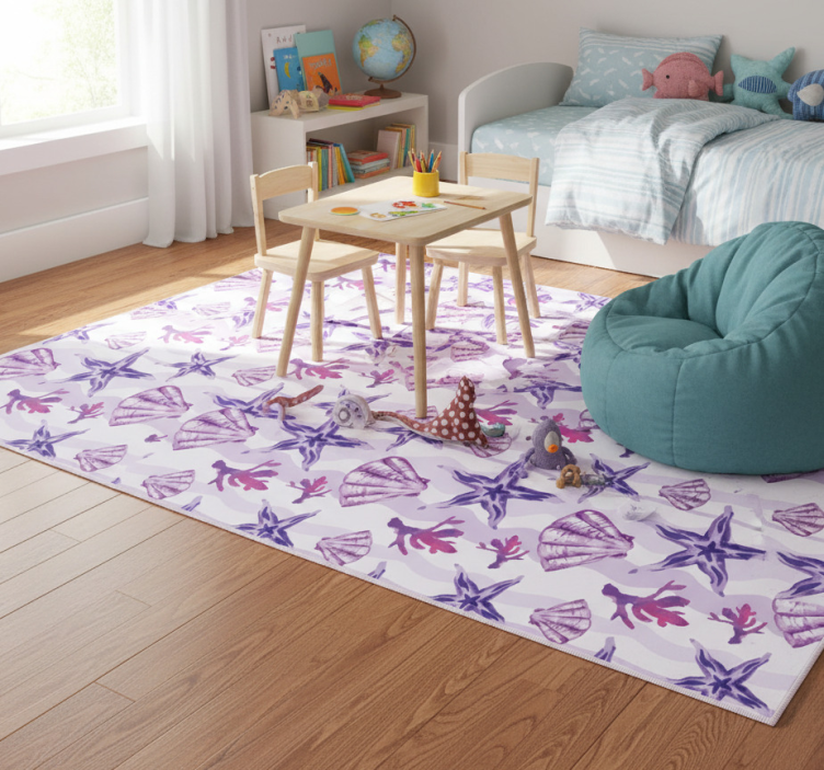 Purple seashell and starfish animal mat - TenStickers