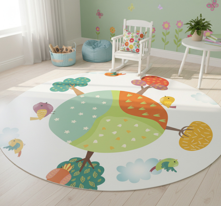 Animal mat spring white circle - TenStickers