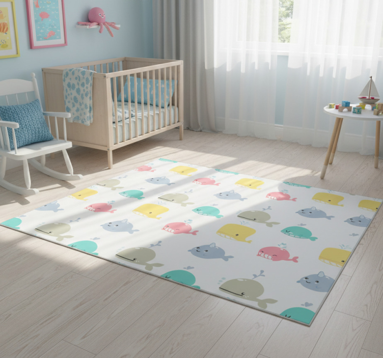 Animal mat for baby colorful whales - TenStickers