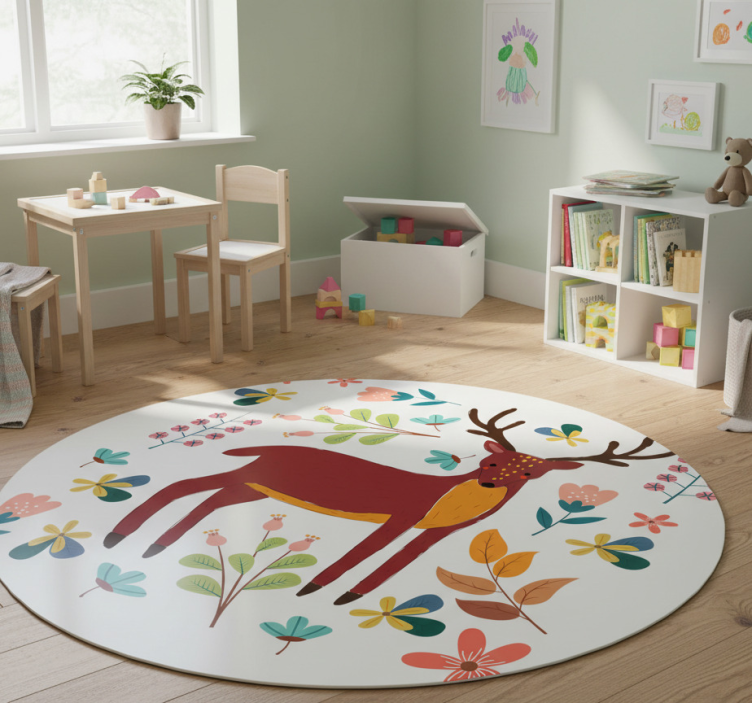 Animal mat whimsical deer illustration - TenStickers