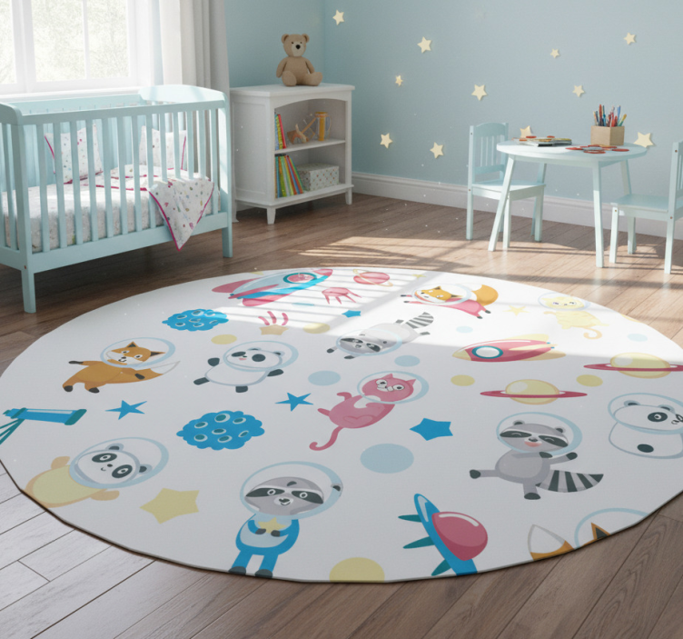 Animal mat with adorable space creatures - TenStickers
