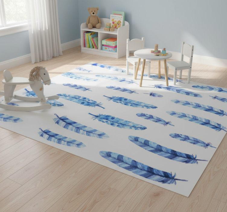 Animal mat with blue feathers for kids - TenStickers