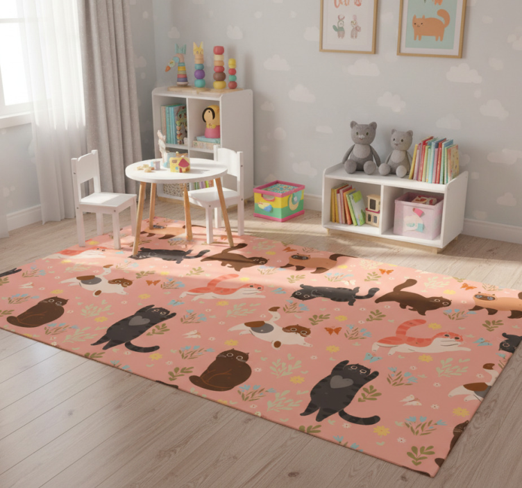 Animal mat with cats seamless pattern - TenStickers