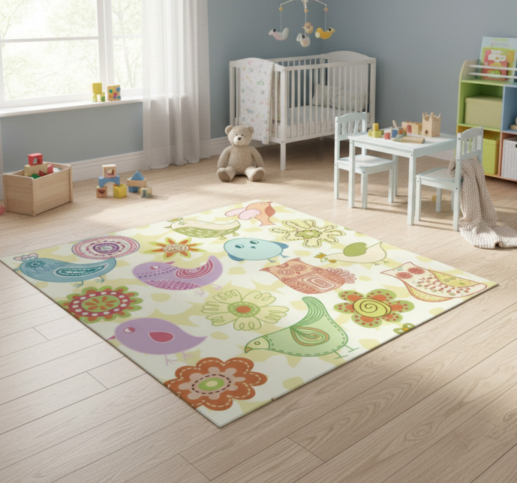 Animal mat with colorful bird designs - TenStickers