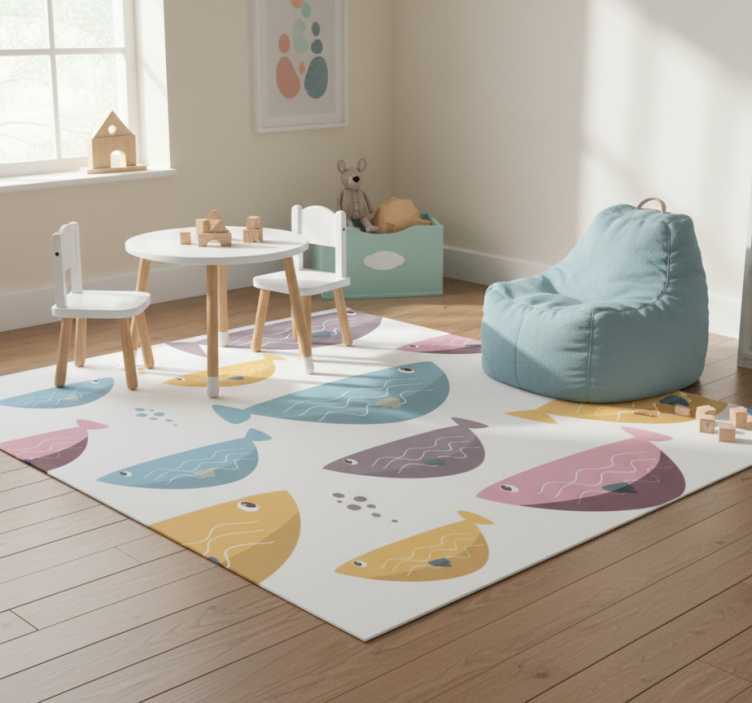 Animal mat with colorful fish for kids - TenStickers