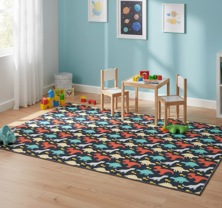 Animal mat with colorful dinosaur pattern - TenStickers