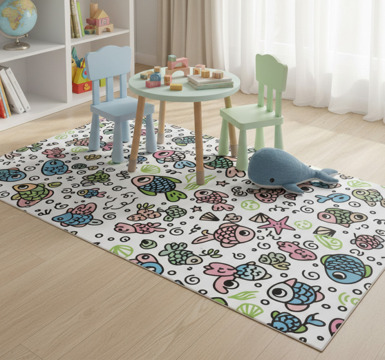Animal mat with multicolor fish pattern - TenStickers
