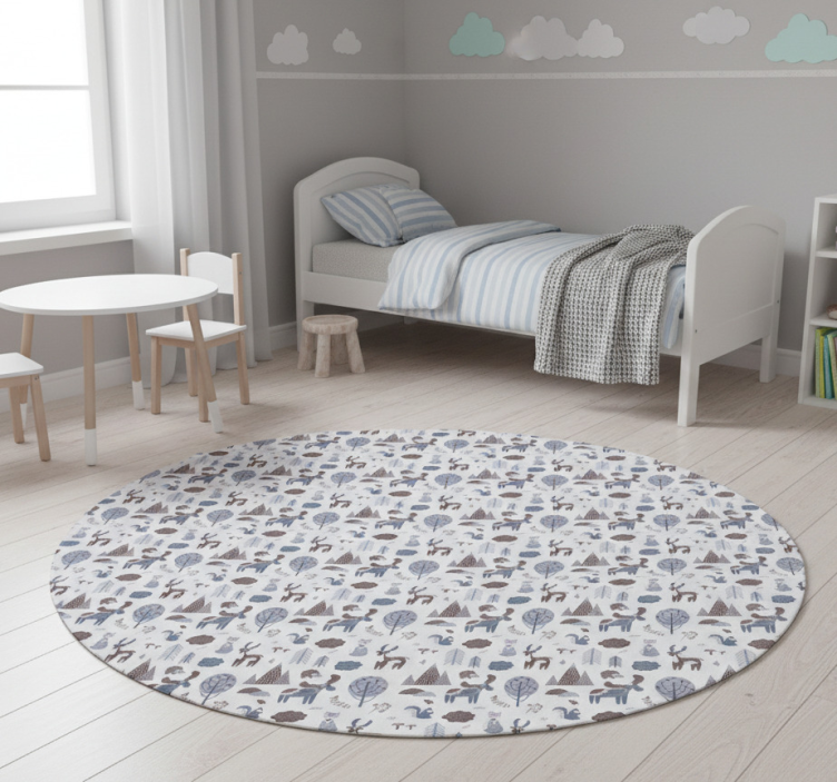 Animal mat with nordic grey animals design - TenStickers