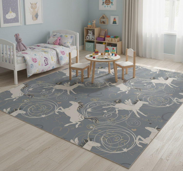 Animal mat with pegasus unicorns on dark background - TenStickers