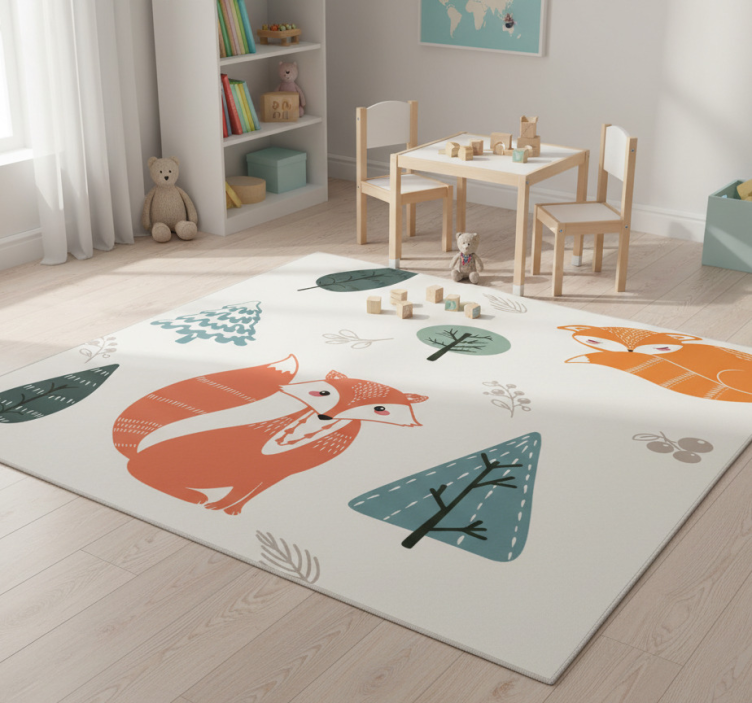 Animal mat with playful fox designs - TenStickers