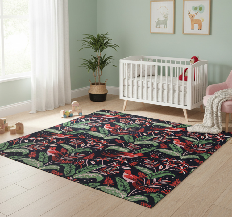 Animal mat with red and pink leaves pattern - TenStickers
