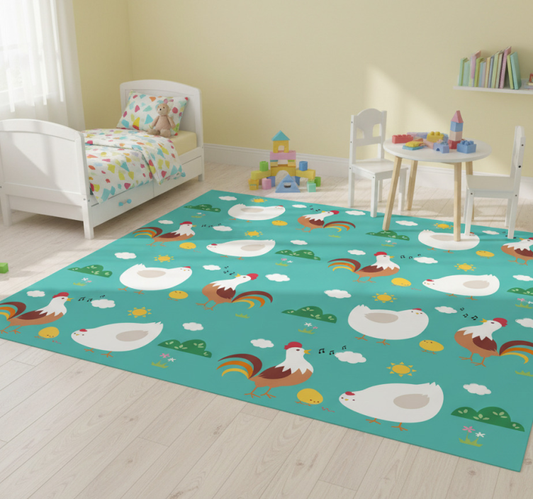 Animal mat with singing rooster design - TenStickers