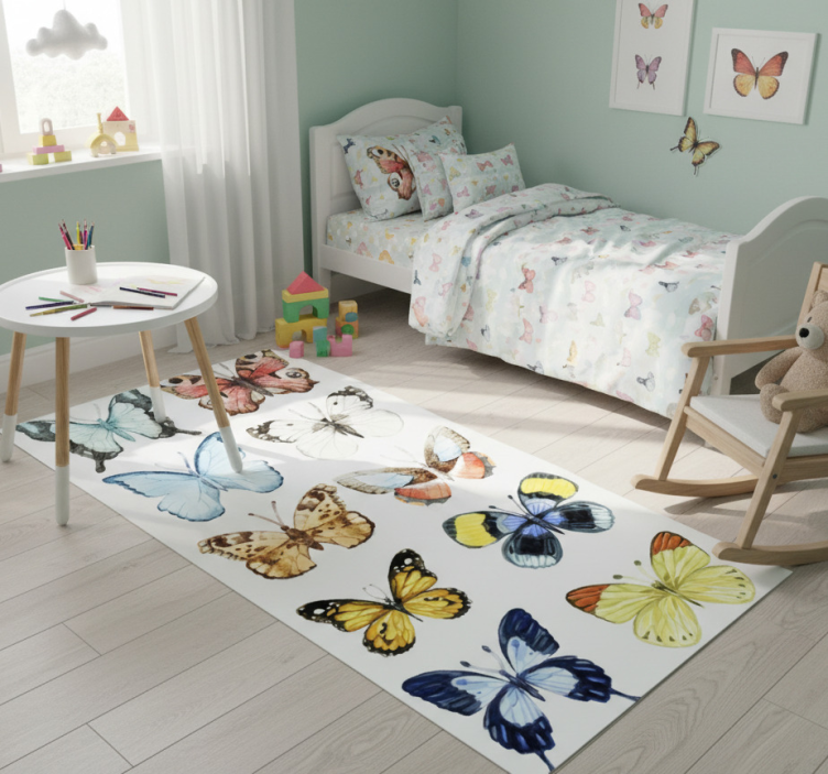 Animal mat with ten colorful butterflies - TenStickers