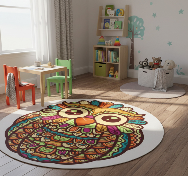 Animal mat with vibrant owl artwork - TenStickers