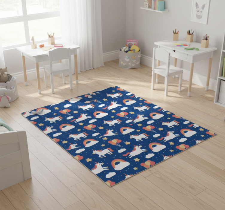 Animal mat with white unicorns for kids - TenStickers