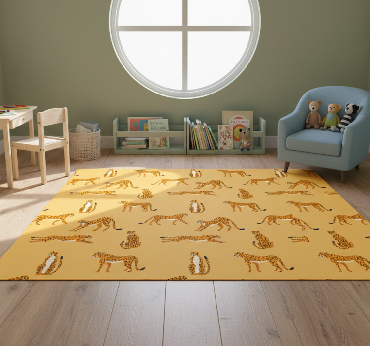 Animal mat with yellow leopard graphic pattern - TenStickers