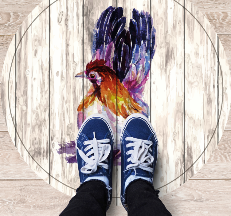 Animal print rug charming colorful chicken - TenStickers