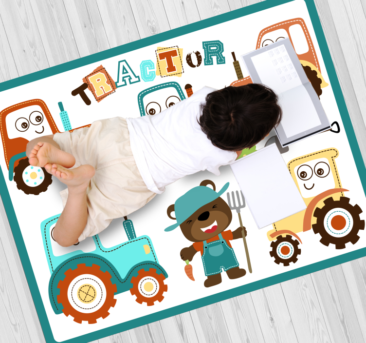 Animated Tractors kids carpet - TenStickers