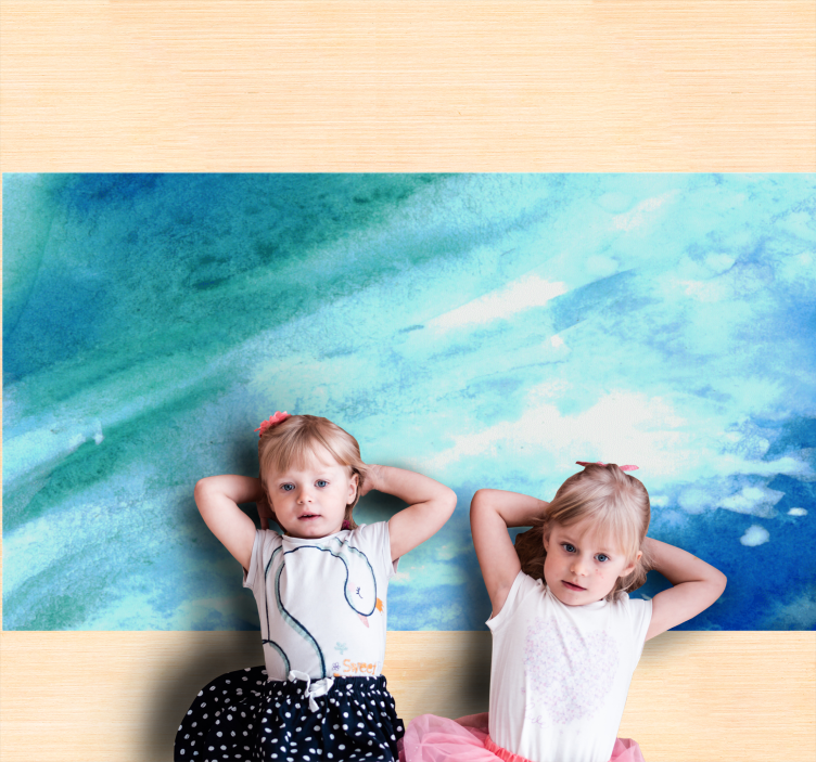 Aqua abstract flow texture rug - TenStickers