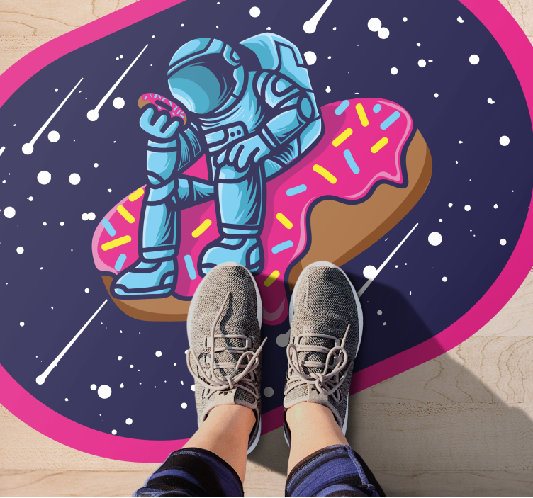 Astronaut On Donut teenage bedroom rug - TenStickers