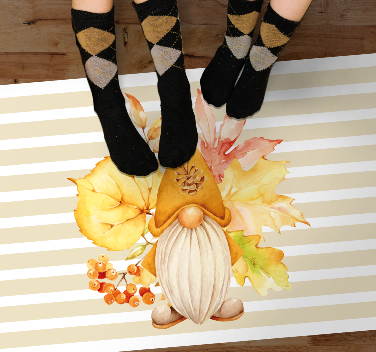 Autumn Gnome Charm stripes rug - TenStickers