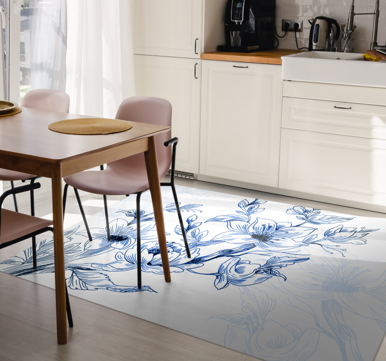 Azure Blossom Concept floral rug - TenStickers