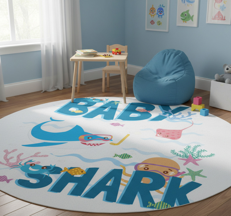 Baby blue shark animal mat - TenStickers