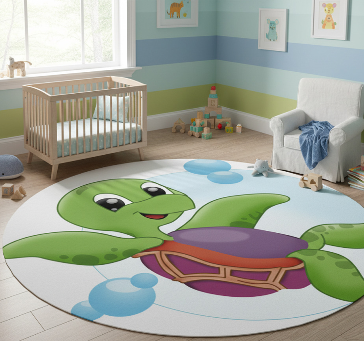 Baby turtle playing animal mat - TenStickers