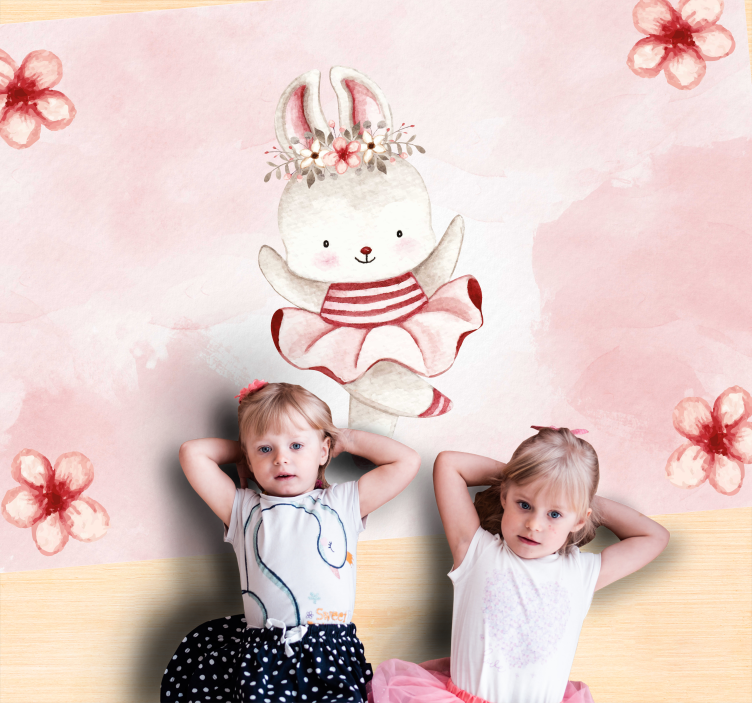 Ballet Bunny Illustration kids carpet - TenStickers