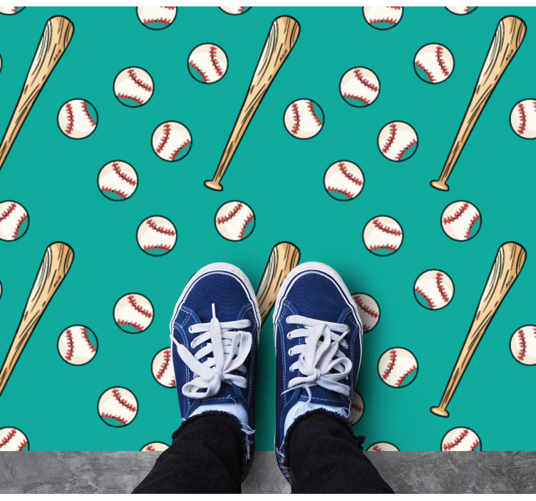 Baseball Pattern Fun game rug - TenStickers