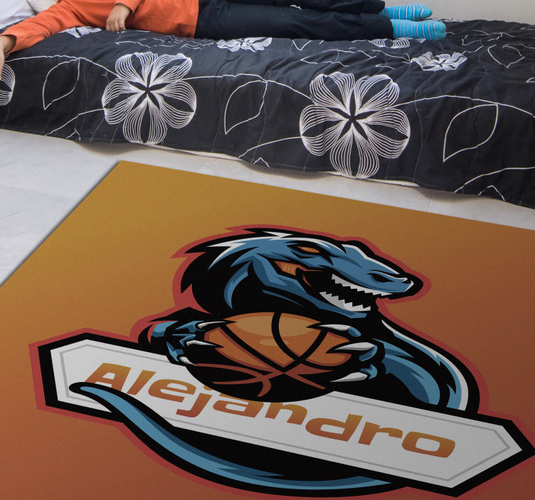 Basketball Dinosaur custom floor mat - TenStickers