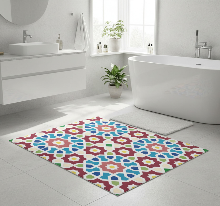 Bathroom mat arab hydraulic tile wall - TenStickers