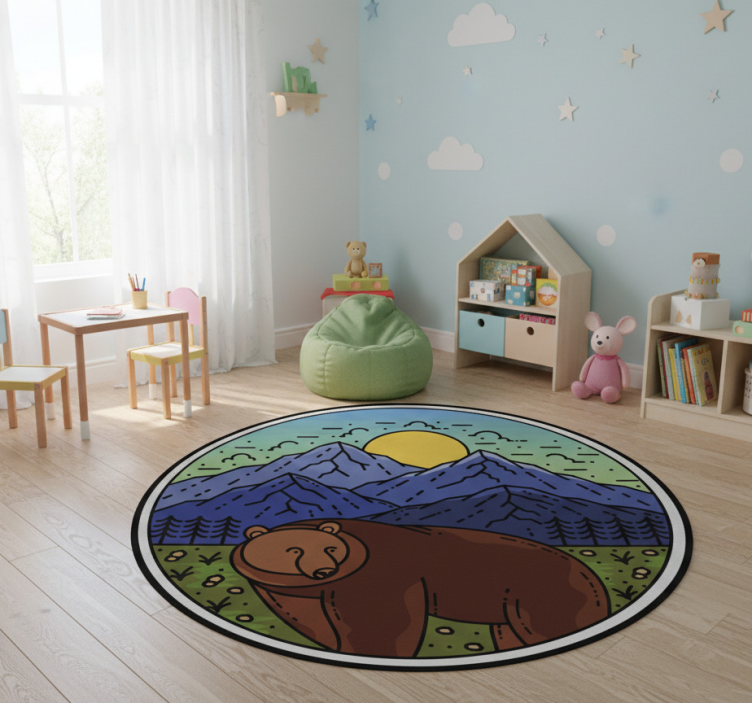Bear in landscape animal mat - TenStickers