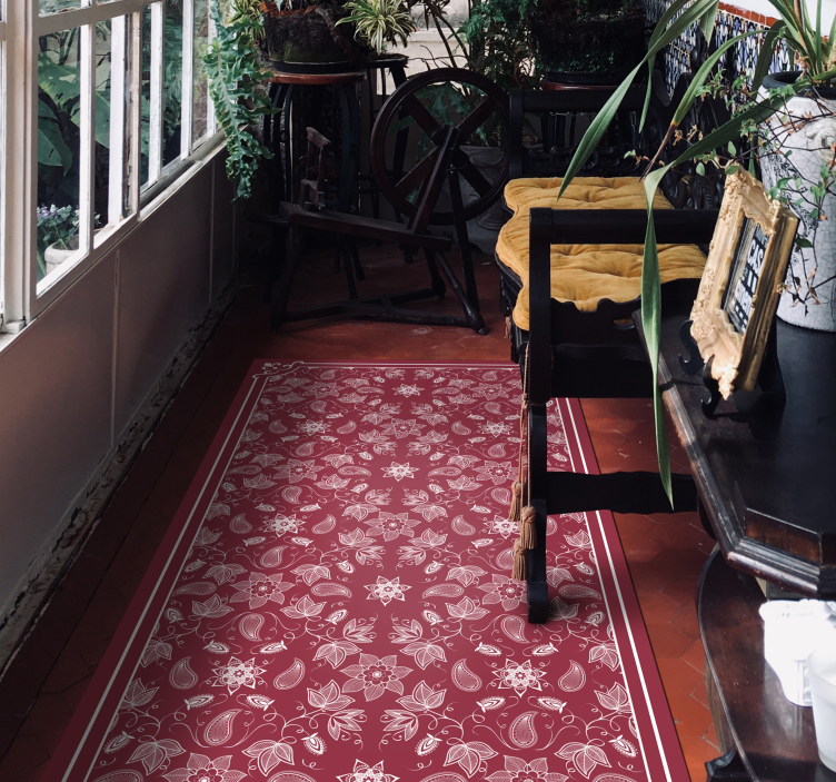 Beautiful paisley flowers vinyl living room rug - TenStickers