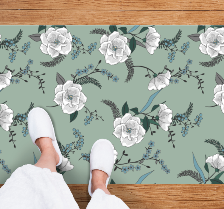 Beautiful white magnolia tree  floral rug - TenStickers