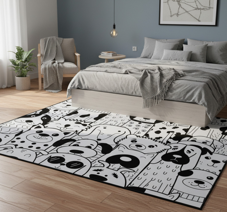 Bedroom carpet with dog pattern - TenStickers