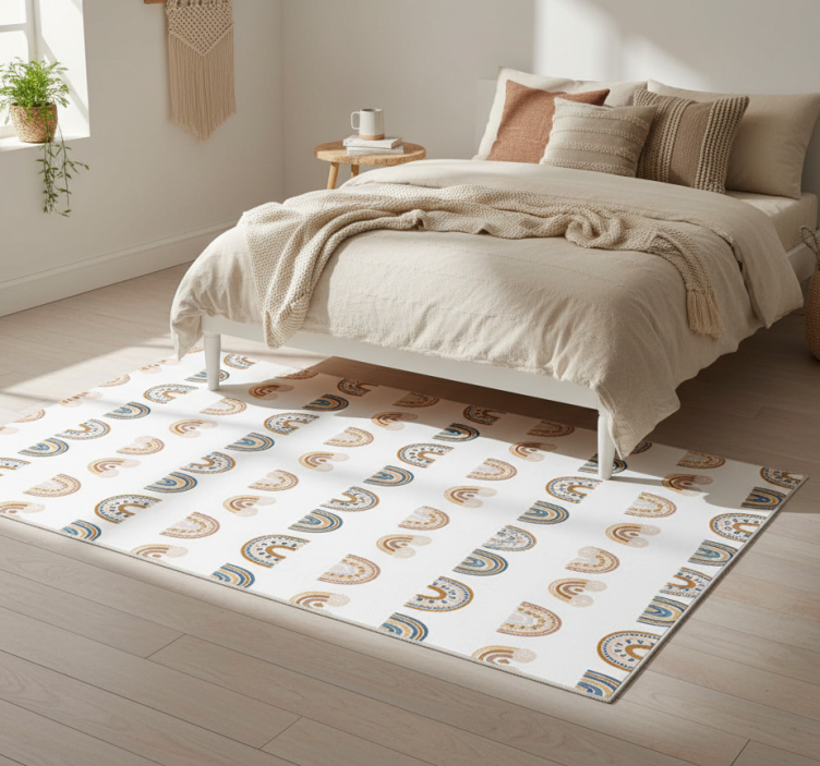 Bedroom carpet with hand drawn autumn rainbow pattern - TenStickers