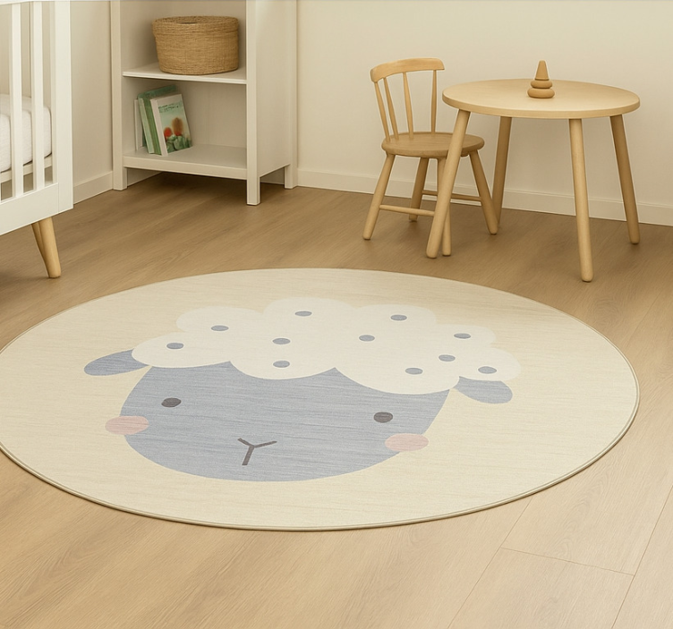 Beige baby sheep kids rug - TenStickers