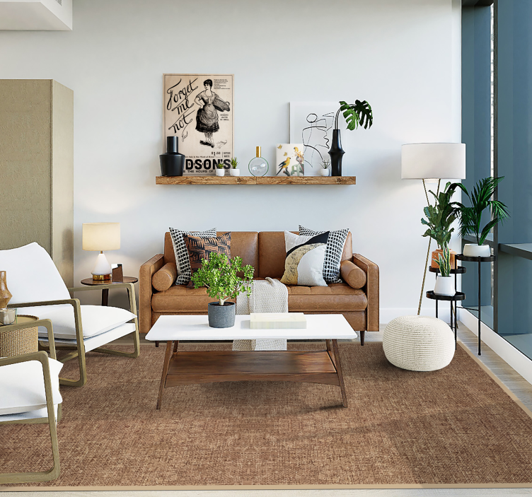 Beige colour natural fiber texture vinyl rug - TenStickers