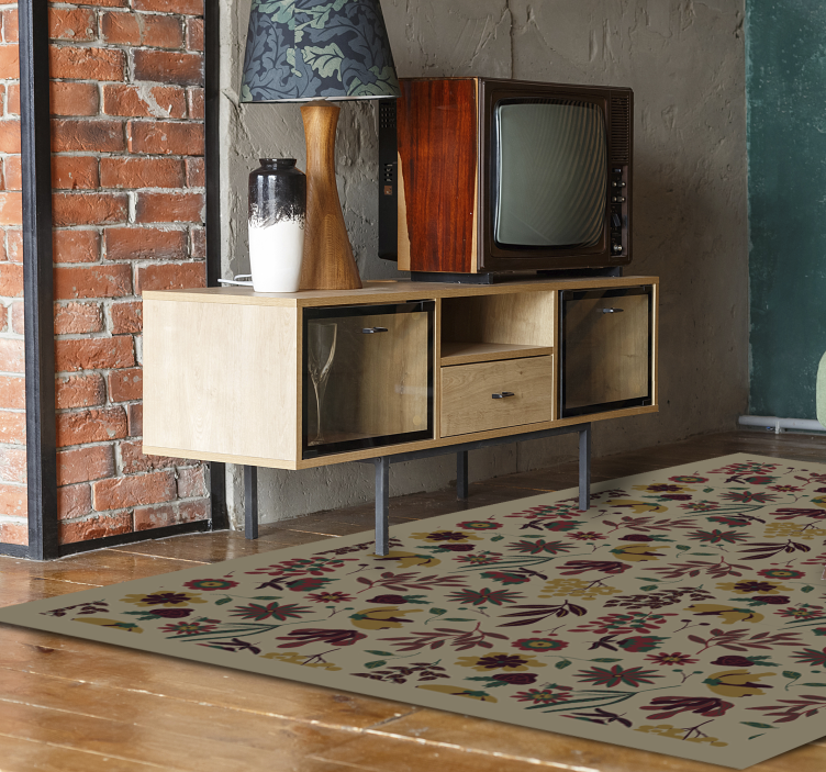 Beige floral floral rug flowers - TenStickers
