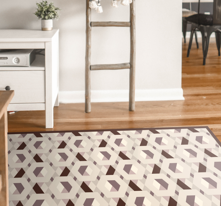 Beige hexagon pattern living room rug - TenStickers