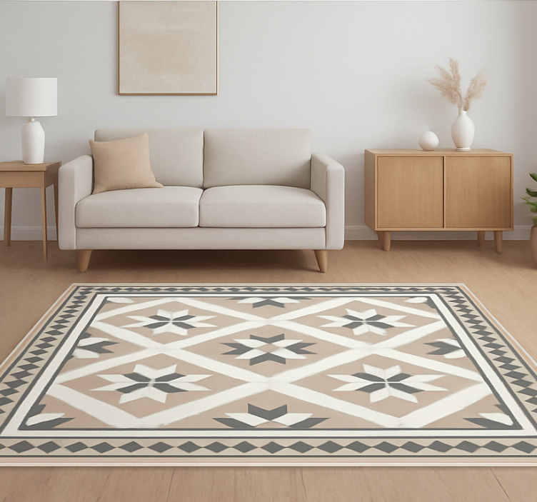 Beige Moroccan style tile carpet - TenStickers