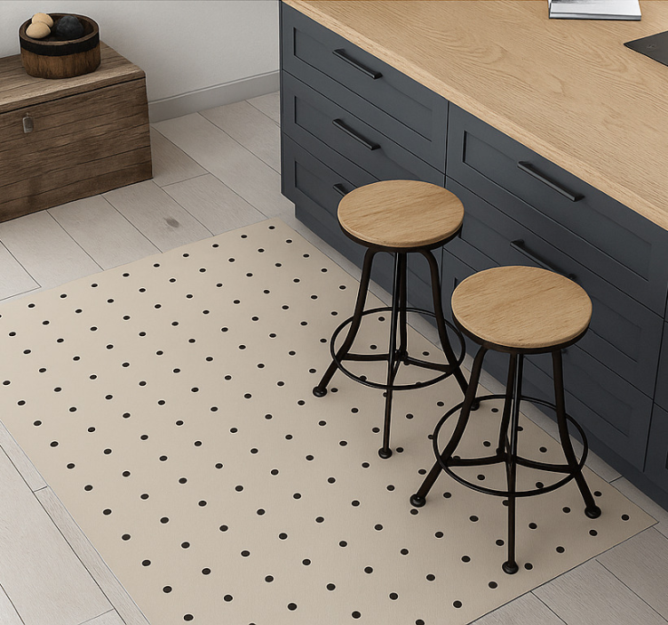 Beige poka dot pattern kitchen vinyl mat - TenStickers