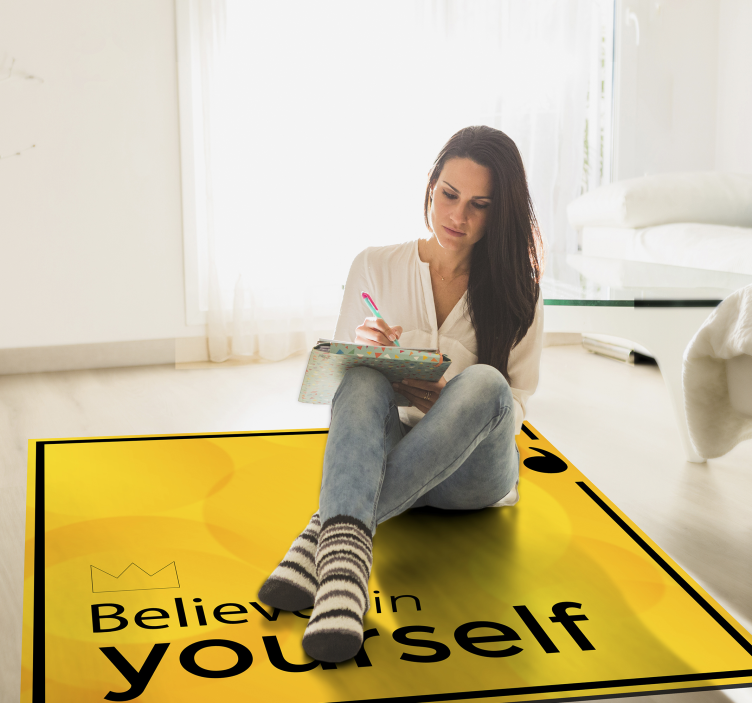 Believe Yourself Motivation quote rug - TenStickers